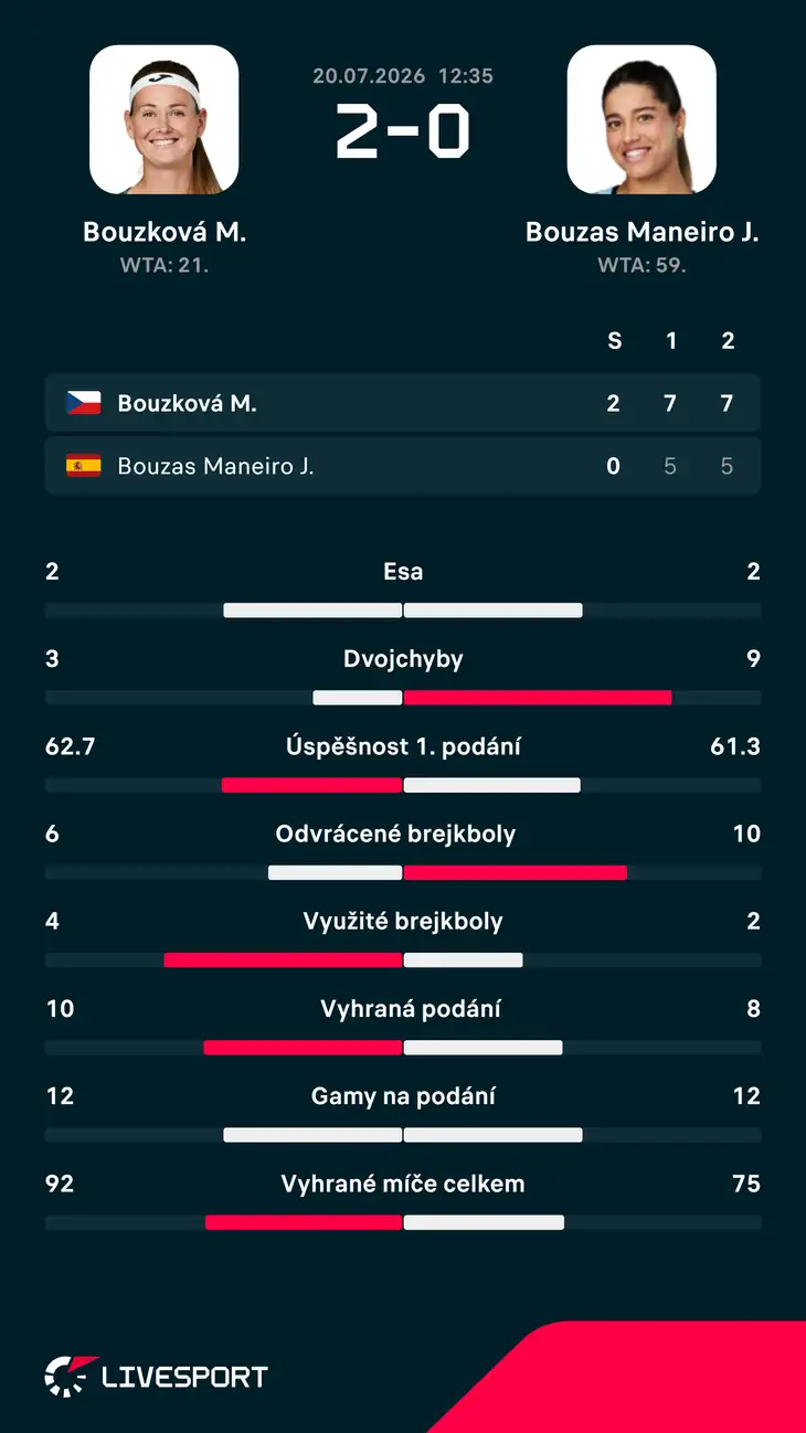 Statistiky zápasu.