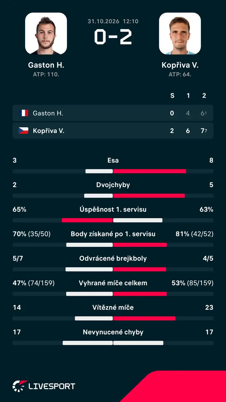 Statistiky zápasu.