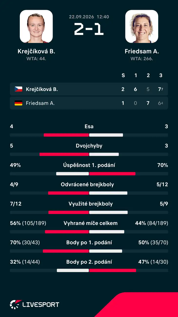 Statistiky zápasu.