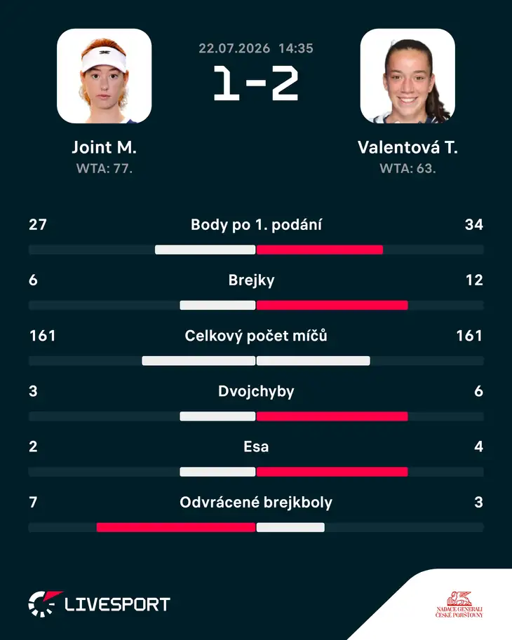 Statistiky utkání.