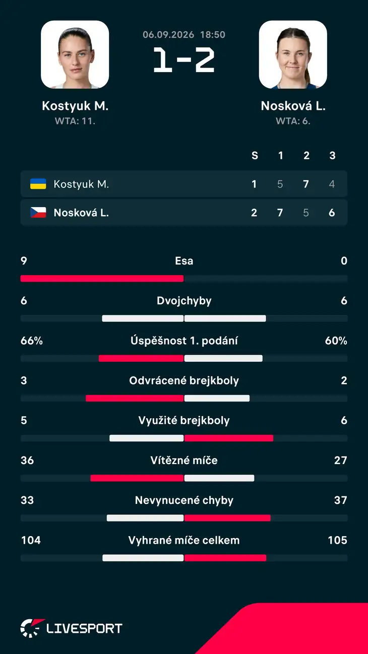 Statistiky zápasu.