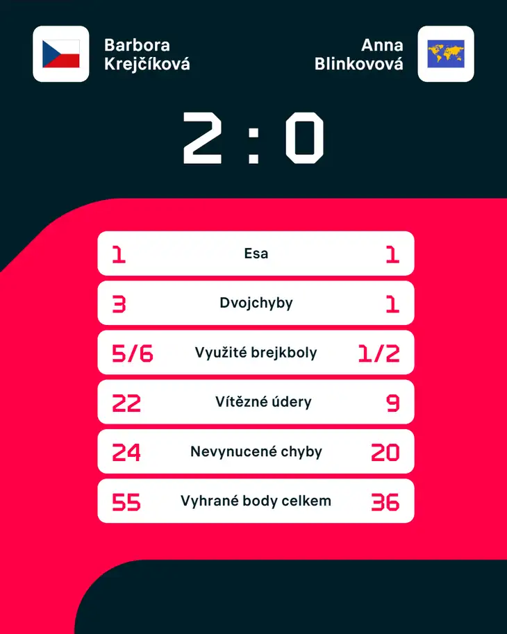 Statistiky zápasu.