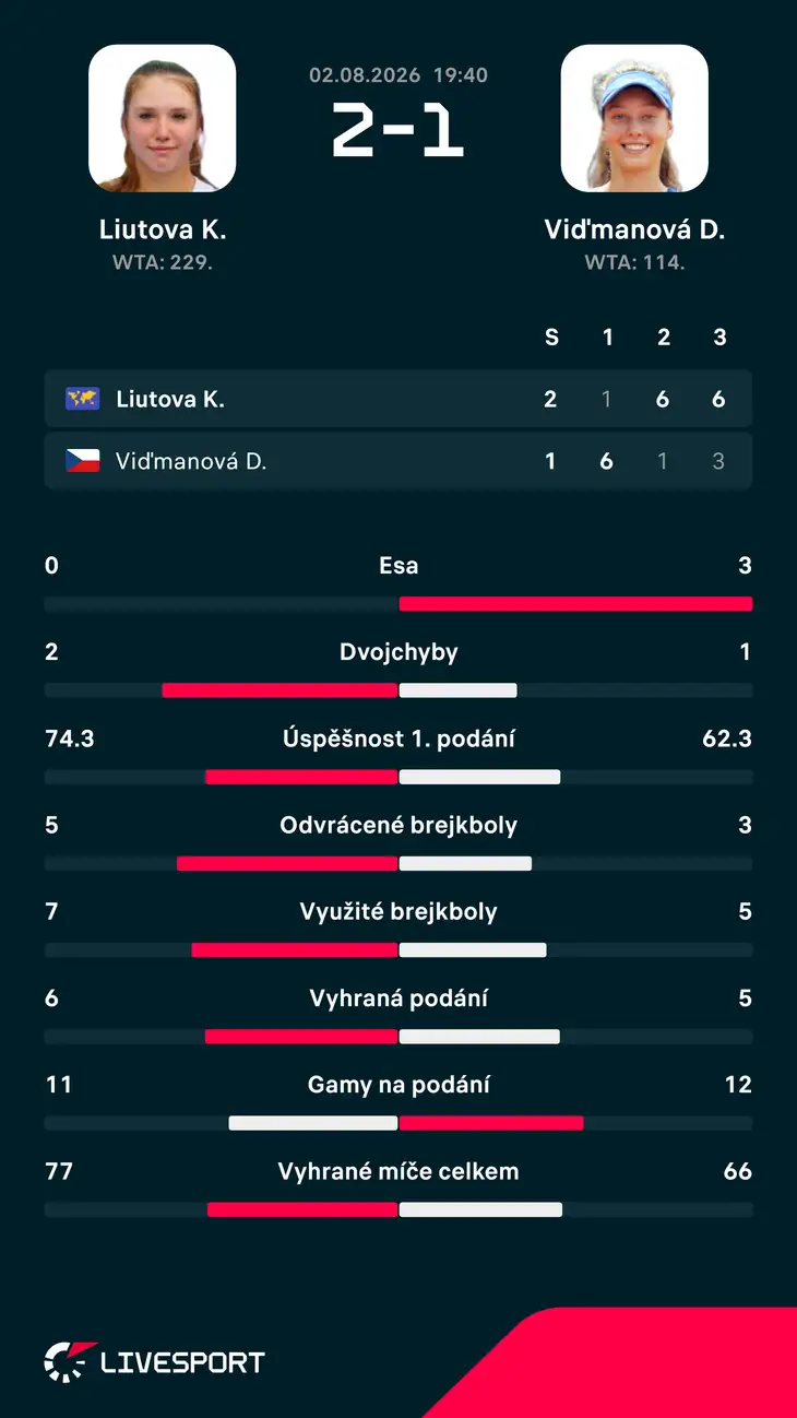Statistiky zápasu.
