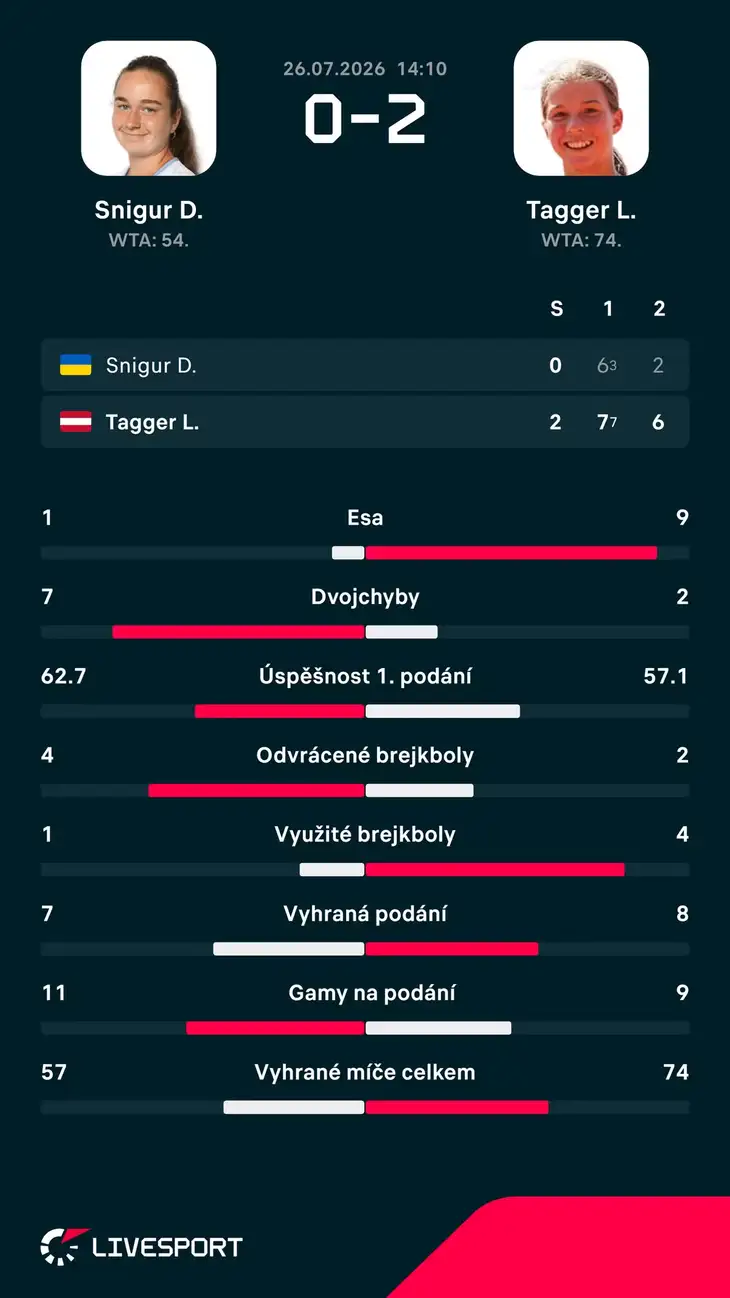 Statistiky utkání.