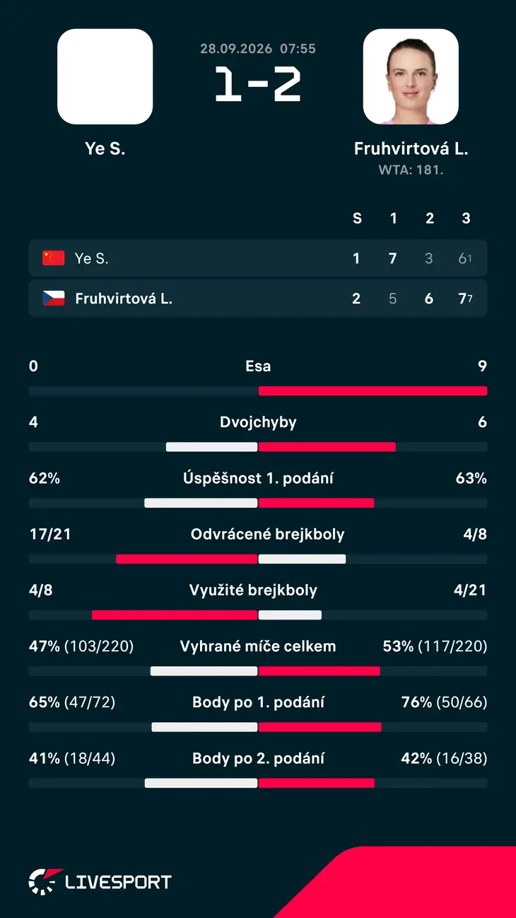 Statistiky zápasu.