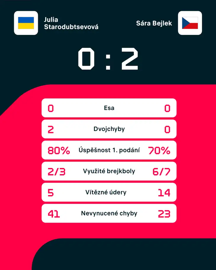 Statistiky zápasu.