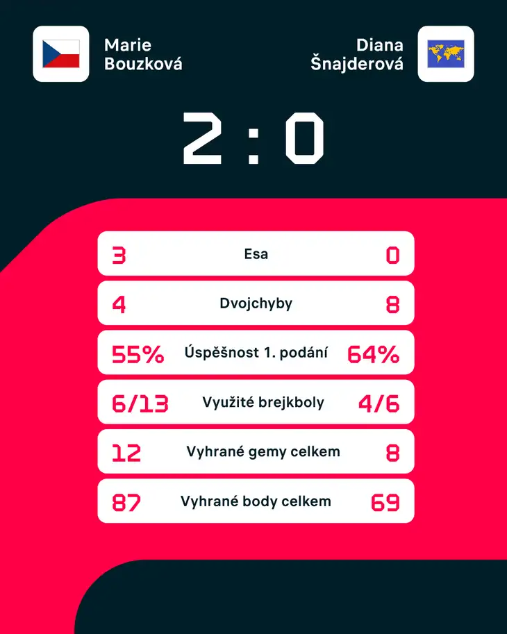Statistiky zápasu.