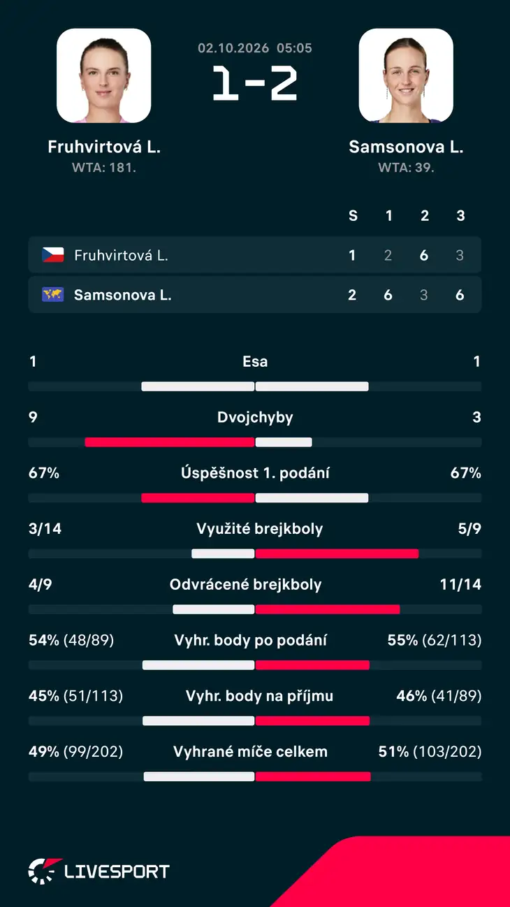 Statistiky zápasu.