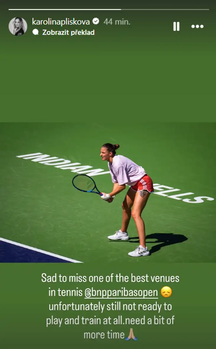 Plíšková není připravená na návrat.