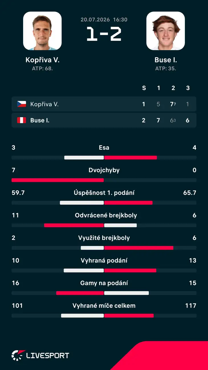 Statistiky zápasu.