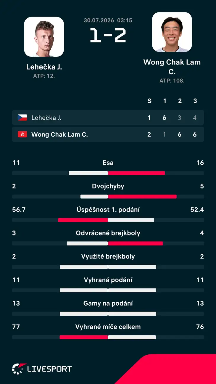 Statistiky zápasu.