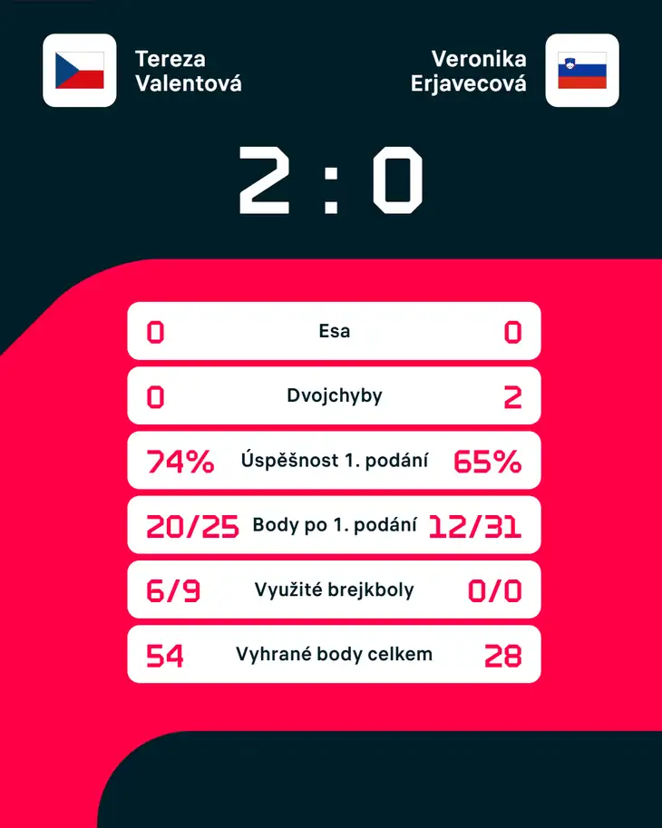 Statistiky zápasu.