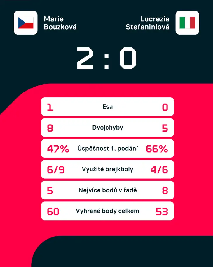 Statistiky zápasu.