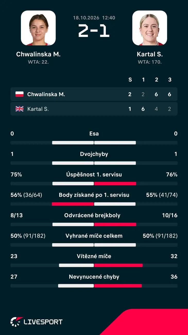 Statistiky zápasu.
