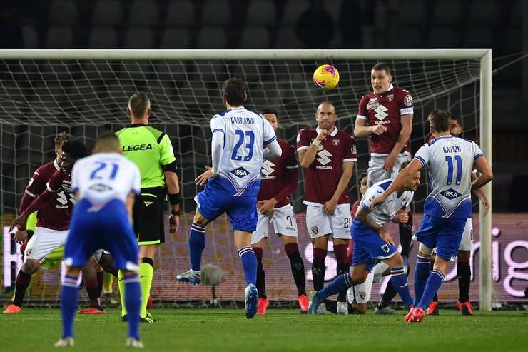 Gaston Ramirez (Sampdoria) ghi bàn từ quả đá phạt đưa bóng vào góc phải phía trên. Một cú sút tuyệt vời!