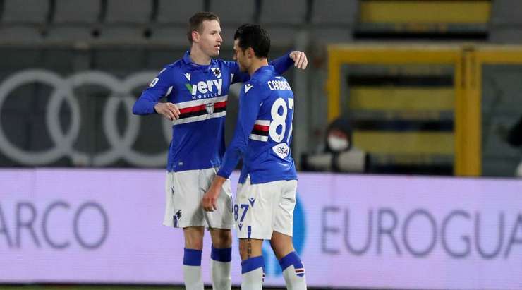 Một bàn thắng đẹp mắt! Jakub Jankto chuyền bóng cho Antonio Candreva (Sampdoria), người đang đứng ở một vị trí trống trải trong vòng cấm để cầu thủ này sút bóng qua người thủ môn Ivan Provedel vào lưới. Tỉ số là 1:1.