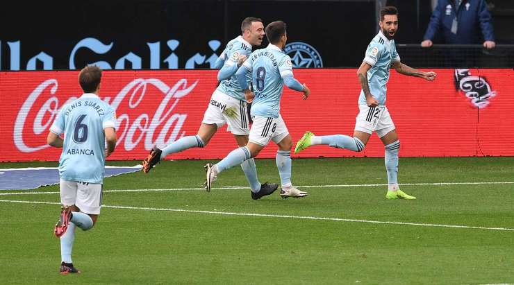 Lucas Olaza thực hiện một quả tạt bổng đẹp mắt vào vòng cấm, nơi Brais Mendez (Celta Vigo) bật cao đánh đầu vào góc trái khung thành, đánh bại thủ môn. Tỉ số được nâng lên 1:0.