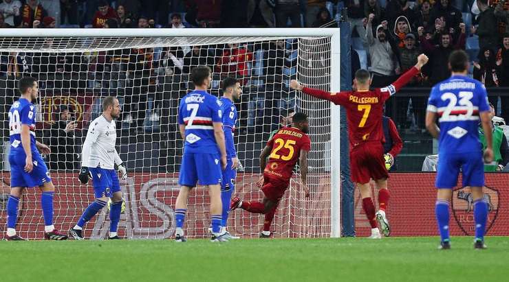 Một đường chuyền bổng hoàn hảo từ Nemanja Matic tìm đến Georginio Wijnaldum (AS Roma), người đã nhảy cao nhất và đánh đầu từ cự li gần về phía khung thành. Pha dứt điểm có lực và đủ đủ hiểm hóc, khiến thủ môn Nicola Ravaglia bị sửa lưng và không thể cản phá. Tỉ số bây giờ là: 1:0.