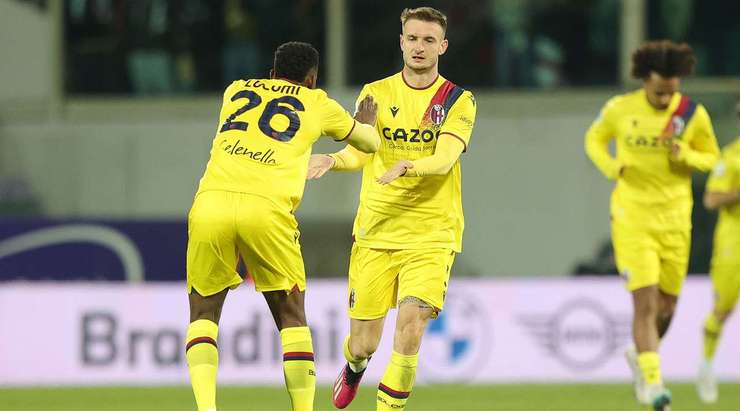 Stefan Posch (Bologna) đón quả phạt góc và thể hiện khả năng săn bàn của mình với một cú đánh đầu lạnh lùng từ cự li gần, đưa bóng đi rất căng vào ngay giữa cầu môn. Tỉ số là 1:2.