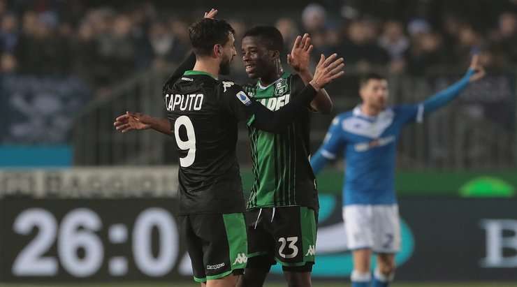 Francesco Caputo (Sassuolo) khống chế một quả tạt đẹp mắt vào trong vòng cấm và tung một cú sút chìm chính xác, bóng đi sượt cột dọc bên trái vào lưới. Thủ môn đã không có cơ hội nào.