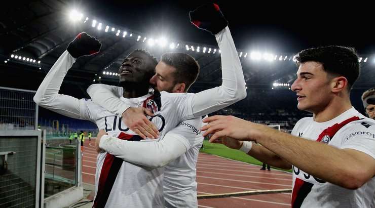 Musa Barrow (Bologna) có một pha đi bóng độc diễn tuyệt vời và dứt điểm từ trong vòng cấm, đánh bại thủ môn Pau Lopez với một cú sút vào góc phải phía dưới. Tỉ số bây giờ là: 1:3.