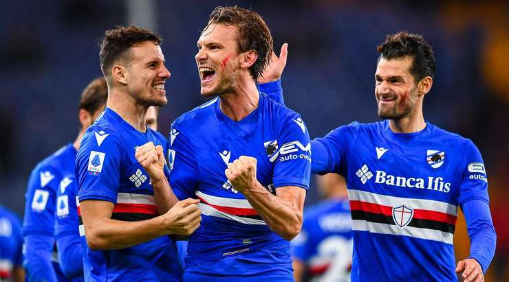 Albin Ekdal (Sampdoria) nhảy lên để đón quả tạt từ Antonio Candreva và có một cú đánh đầu tuyệt đẹp từ rìa vòng cấm, bóng đập cột dọc bên trái và đi vào lưới. Tỉ số là 2:1.