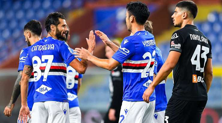 Antonio Candreva (Sampdoria) ghi bàn! Antonio Candreva (Sampdoria) được kiến tạo bởi Manolo Gabbiadini và anh ấy đã cho thấy sự bình tĩnh tuyệt vời trong vòng cấm để sút vào bên trái mành lưới. 2:0.