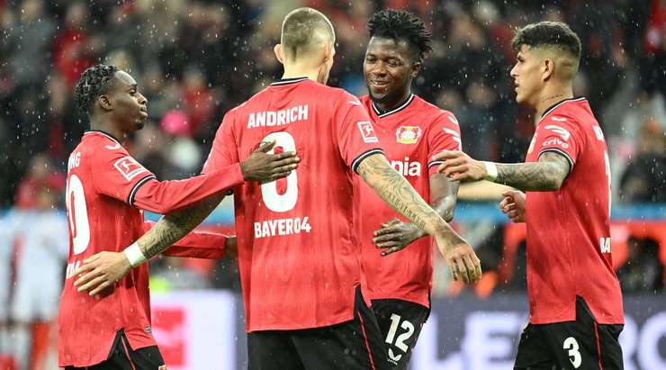 Kerem Demirbay thực hiện một đường căng ngang từ quả phạt góc trước đó để đưa bóng đến vị trí của Robert Andrich (Bayer Leverkusen) ở bên trong vòng cấm. Cầu thủ này dứt điểm và ghi bàn, đưa bóng vào góc thấp bên phải mành lưới. Một pha kết thúc xuất sắc. 1:0.