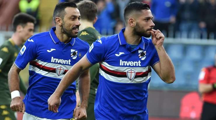 Vào! Gianluca Caprari (Sampdoria) đón một đường chuyền và nó cho phép anh ấy dứt điểm vào lưới trống với một cú đánh đầu cự li gần. Tỉ số đã thay đổi thành 4:1.