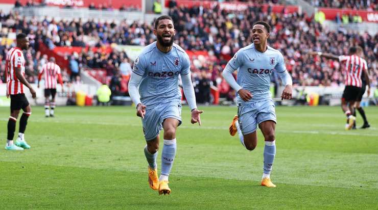 Vào! Emiliano Buendia Douglas Luiz (Aston Villa), người cho thấy quyết tâm tuyệt vời để đón bóng trước một vài hậu vệ và từ trong vòng cấm anh ấy tung cú sút vào nóc lưới! Một pha dứt điểm tuyệt vời - 1:1.