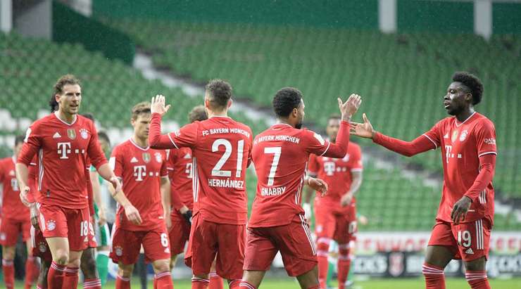 Serge Gnabry (Bayern Munich) nhận một đường chuyền sát thủ, đặt anh vào thế đối mặt với thủ môn và anh đã ghi bàn với một cú sút lạnh lùng vào góc thấp bên trái khung thành. Một cú dứt điểm xuất sắc.