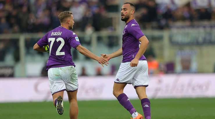 Arthur Cabral (Fiorentina) đón bóng bật ra trong vòng 5m50 và đánh đầu. Pha dứt điểm của anh đã đưa được bóng vào sát phía trong cột dọc bên trái, và vì vậy, tỉ số đã được nâng lên 1:1.