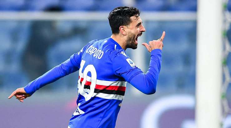 Vào! Francesco Caputo (Sampdoria) sút bóng bật ra vào chính giữa khung thành sau khi bóng đến chỗ anh ấy trong vòng cấm. Tỉ số là 0:2.