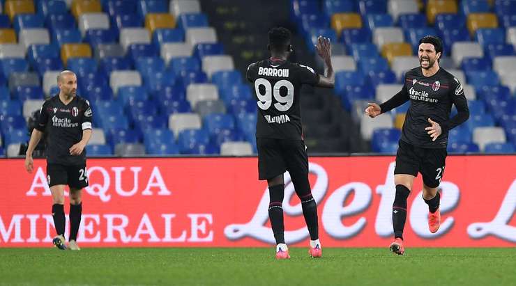 Một bàn thắng đẹp mắt! Andreas Skov Olsen chuyền bóng cho Roberto Soriano (Bologna), người đang đứng ở một vị trí trống trải trong vòng cấm để cầu thủ này có một cú sút một chạm, đưa bóng vòng qua người thủ môn David Ospina và đi vào góc phải khung thành. Tỉ số là 2:1.