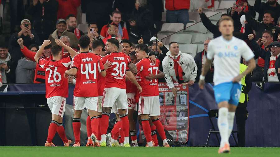 A festa dos jogadores do Benfica