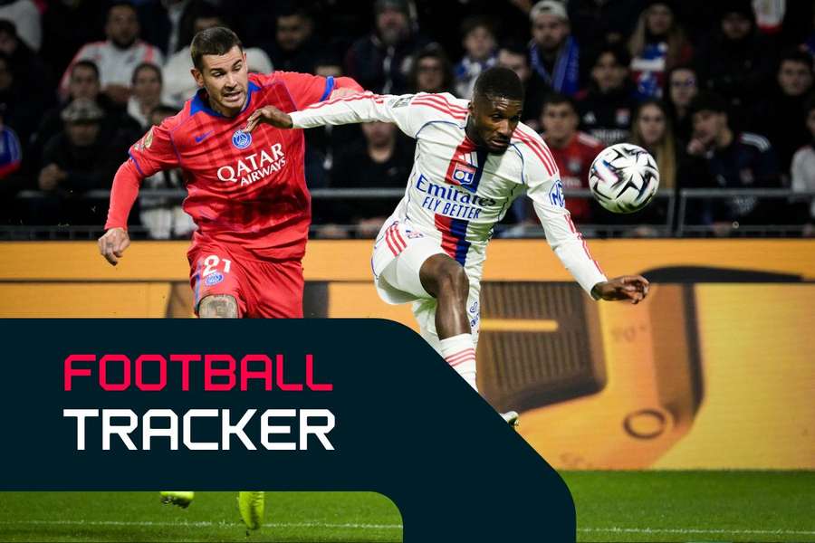 Lucas Hernandez, left, fights for the ball with Lyon's Clinton Mata Lucas Hernandez, left, fights for the ball with Lyon's Clinton Mata