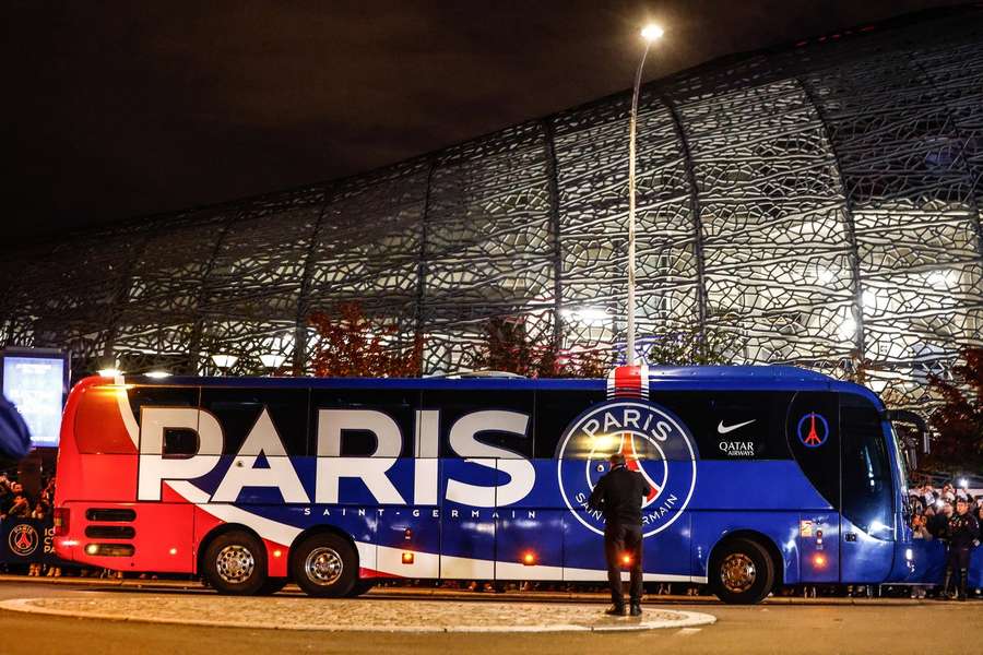 The PSG bus pictured in Munich, seperate to the incident in Bilbao The PSG bus pictured in Munich, seperate to the incident in Bilbao