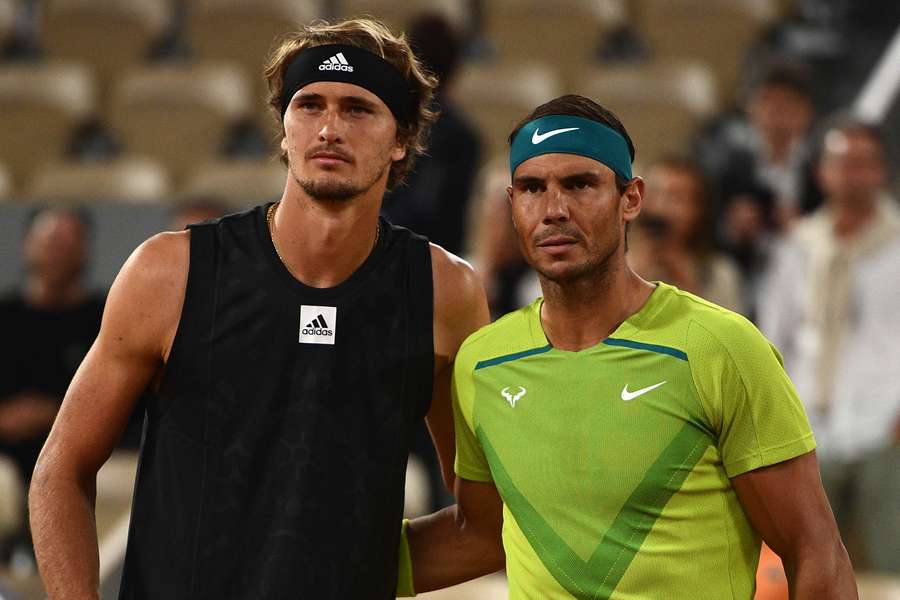Alexander Zverev and Rafael Nadal pose before their semi-final two years ago