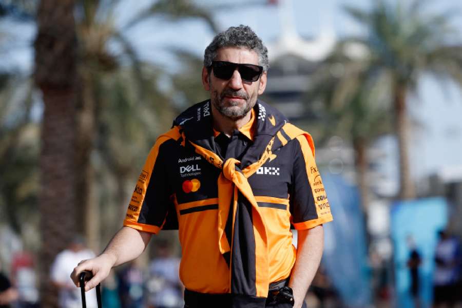 Andrea Stella arriving at pre-season testing