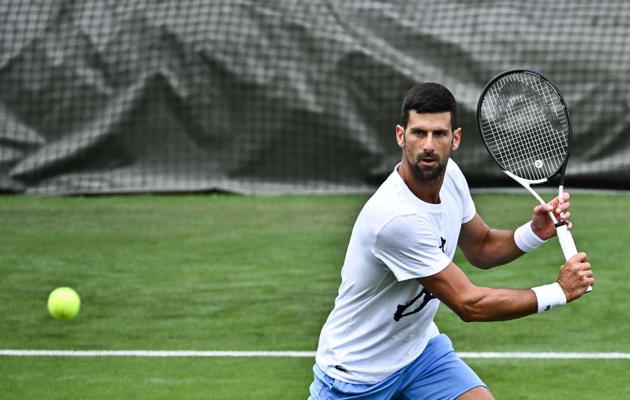 Novak Djokovic takes part in a training session