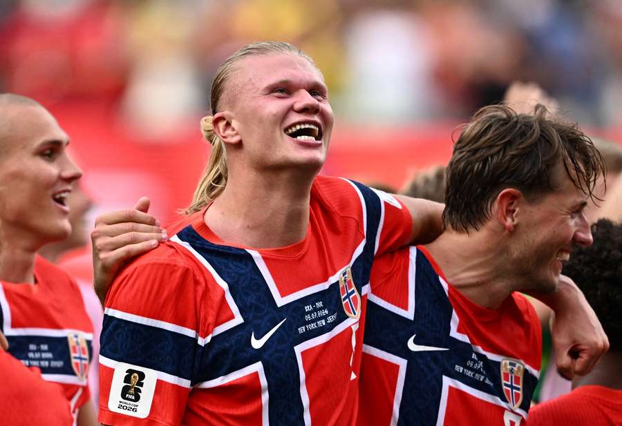 Norway's Erling Haaland celebrates after the match as Norway qualify for the quarter-finals of the World Cup