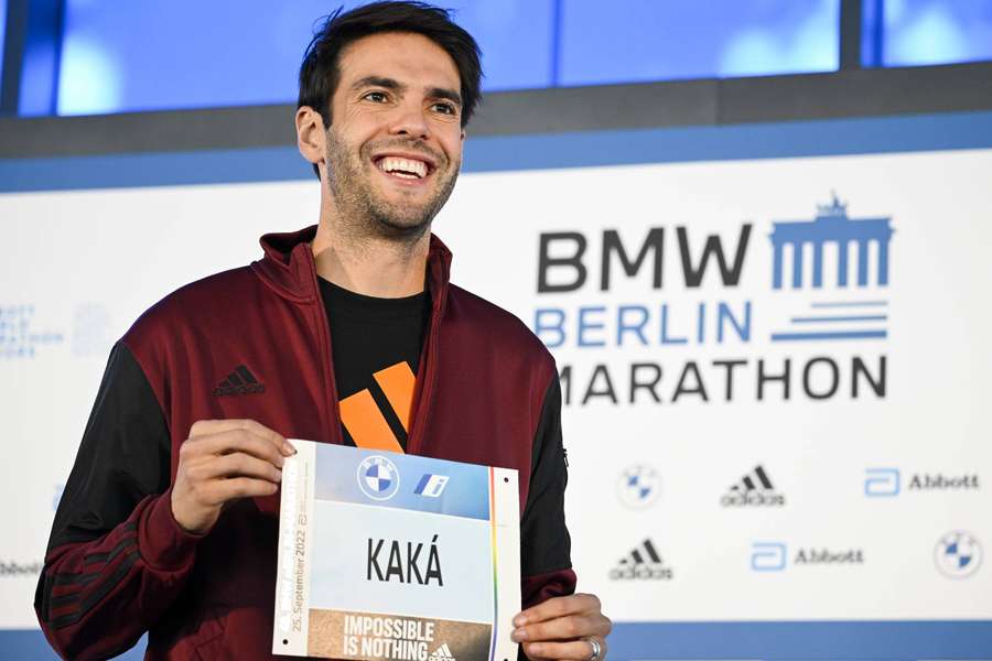 Kaka poses during a press conference ahead of the Berlin Marathon on Sunday.