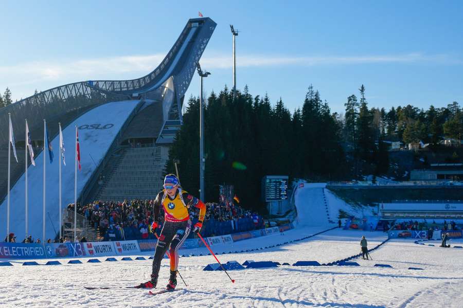 Franziska Preuß am siegt am Holmenkollen Franziska Preuß am siegt am Holmenkollen