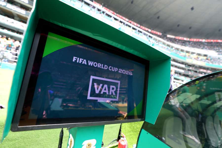 On-field referees will check a VAR review on this screen next to the pitch
