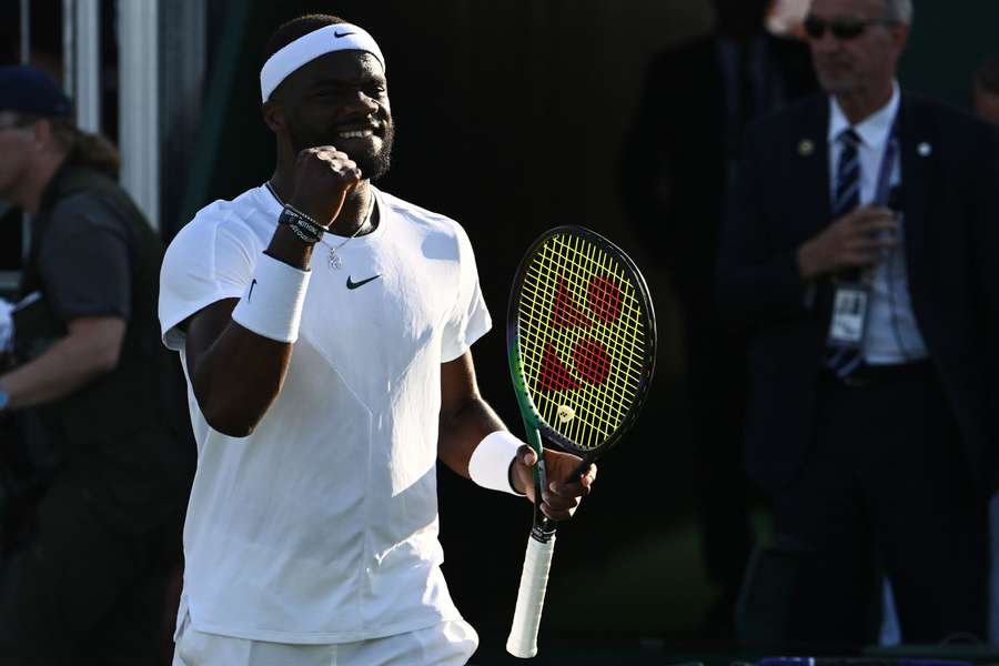 USA's Frances Tiafoe celebrates