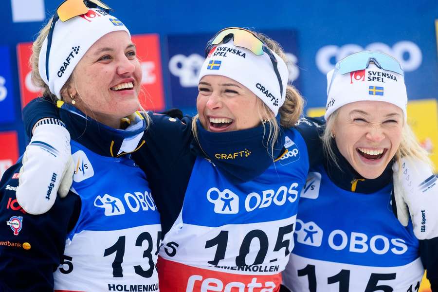Linn Svahn, Frida Karlsson and Jonna Sundling on the Oslo podium Linn Svahn, Frida Karlsson and Jonna Sundling on the Oslo podium