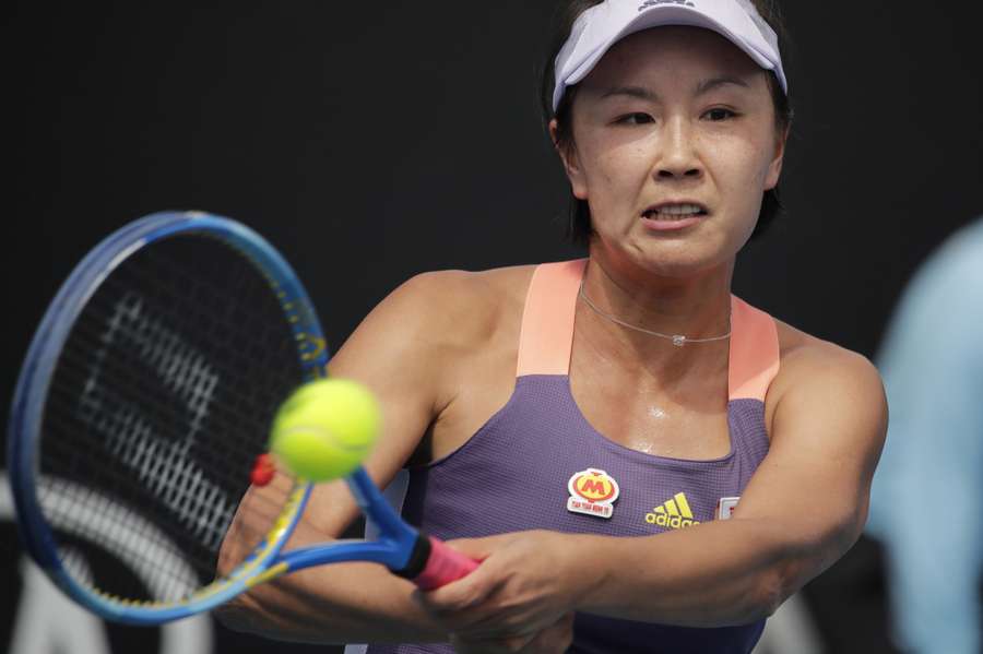 Peng Shuai in actie op de Australian Open van 2020