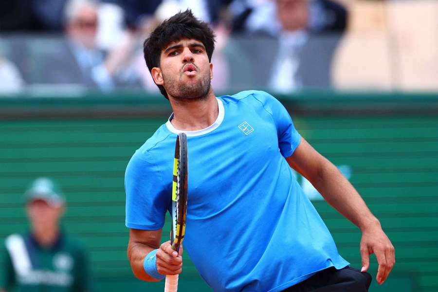 Spain's Carlos Alcaraz reacts during the Monte Carlo final