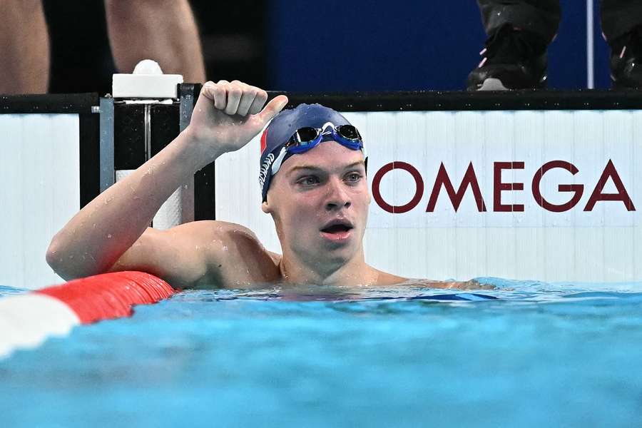 Léon Marchand après sa qualification.