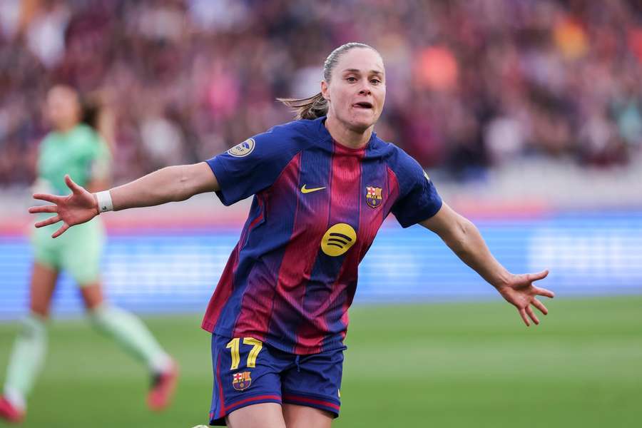 Ewa Pajor świętująca gola przeciwko Realowi Madryt Ewa Pajor świętująca gola przeciwko Realowi Madryt